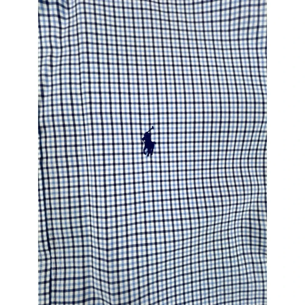 Ralph Lauren Shirt Mens XL Blue Gingham Check Flesh Pony Button Down Classic Fit